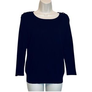 JOSEPH A. Women’s Sweater, Gold Shoulder Detail, Color Black, Size PM‎